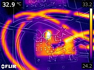 Infrarotaufnahme des Kopplers nach fünf Minuten Betrieb mit 100 Watt
