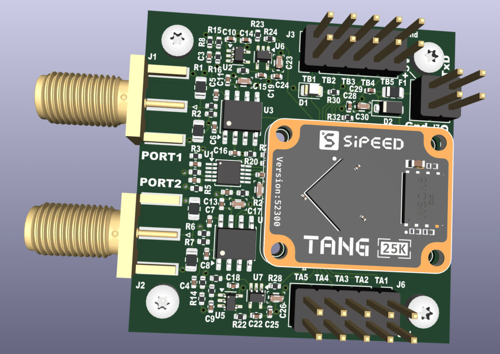Gamma Messgerät, Oberseite mit aufgestecktem FPGA-Board